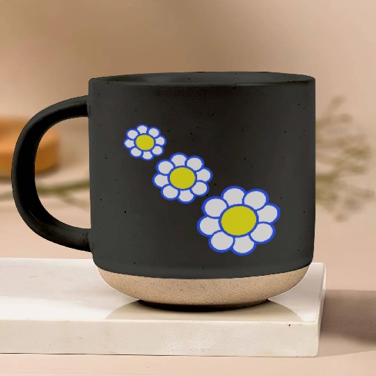 3 White Daisies Flowers Spring Summer Pretty Pottery Mugs