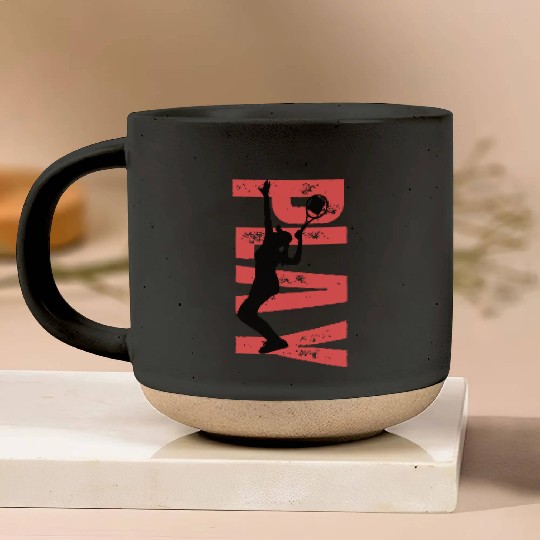 Play Tennis female coral Pottery Mugs
