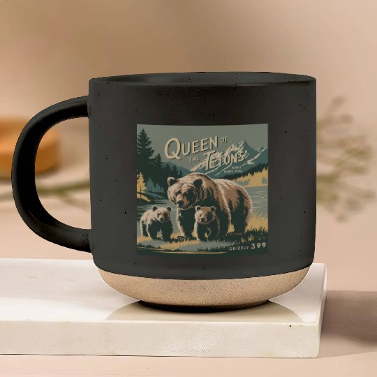 Queen of the Tetons Grizzly 399 Vintage Nature Art Pottery Mugs