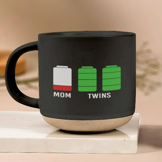 Funny Birthday Mama Twin Mom Low Battery Pottery Mugs