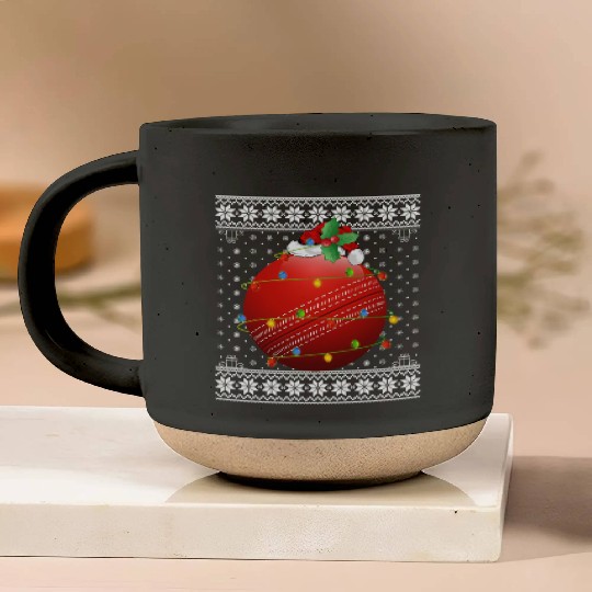 Cricket Player Ugly Christmas Pottery Mugs