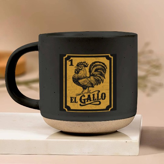 Vintage retro El Gallo Mexican Lottery Card of fan Pottery Mugs