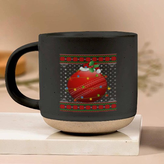 Cricket Player Christmas Pottery Mugs