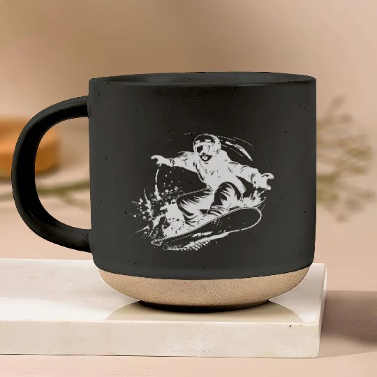 Snowboarding Girl Sketch Pottery Mugs