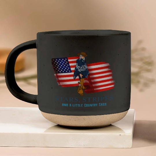 Stars, Stripes, and a Little Country Sass Pottery Mugs