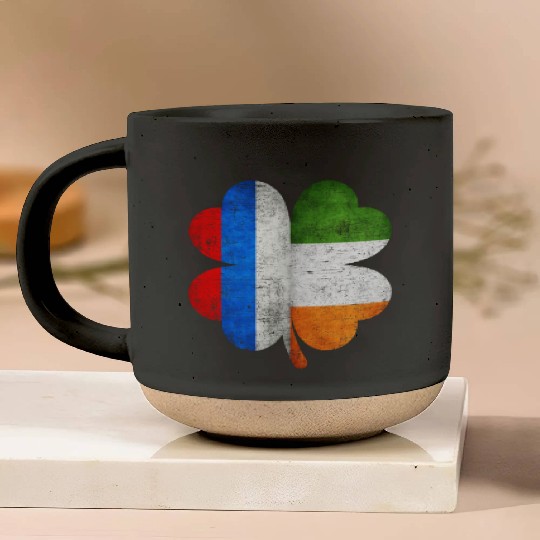Russian Irish Shamrock Russia Ireland Flag Pottery Mugs
