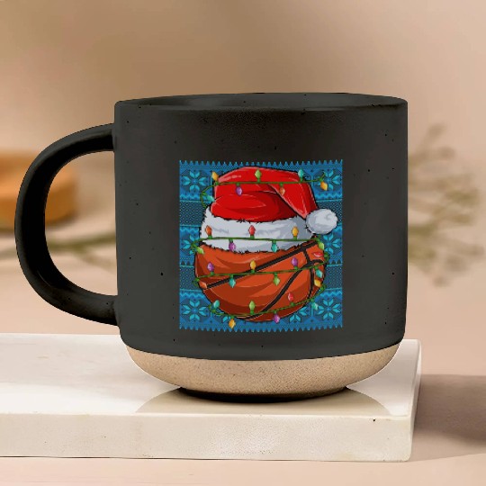Basketball Christmas Lights Pottery Mugs