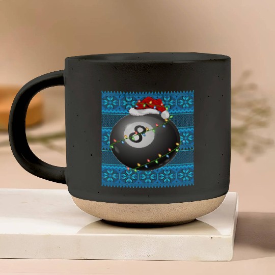 Billiards Christmas Lights Pottery Mugs