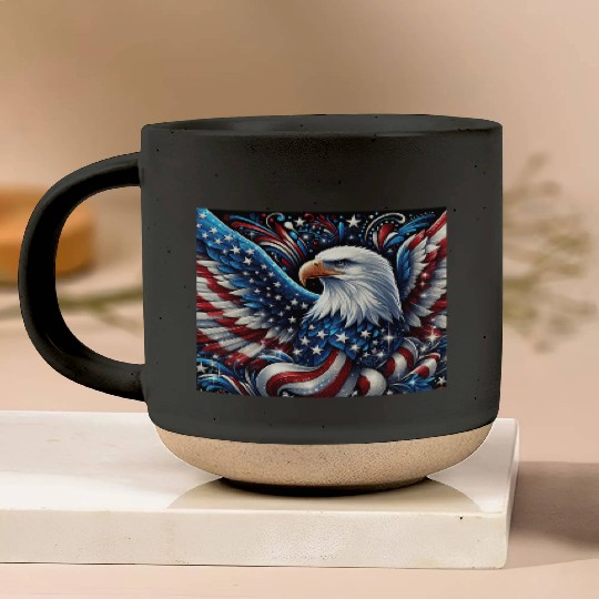 Patriotic Eagle Pottery Mugs