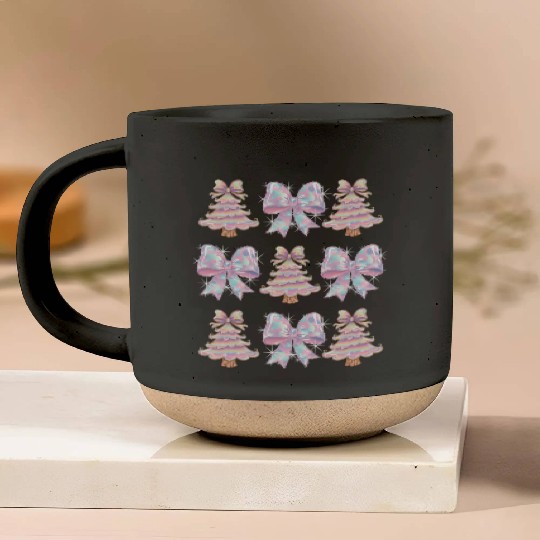 Christmas Coquette Bow, Merry Christmas Pottery Mugs