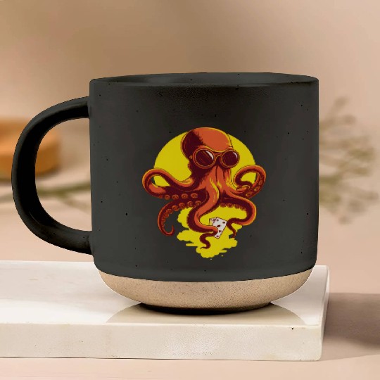 Orange Smart Octopus Pottery Mugs