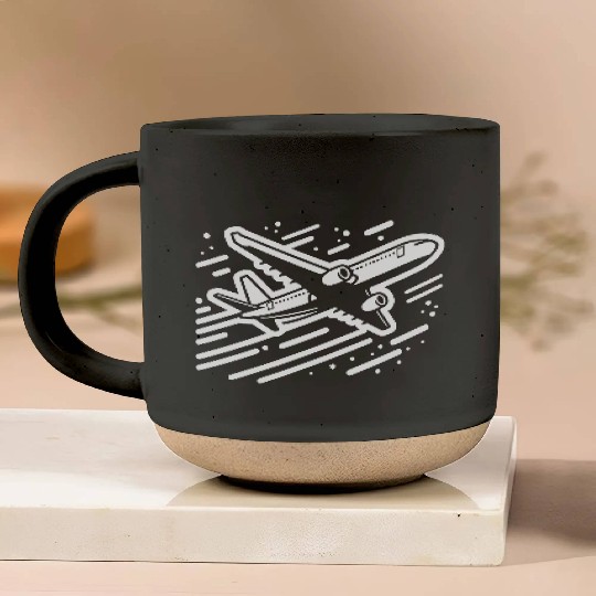 Minimalistic Vector Passenger Aircraft path32 Pottery Mugs