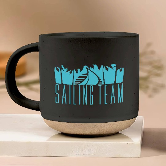 Sailing Team Ship Sun Palm Trees Sunset Sunrise Pottery Mugs
