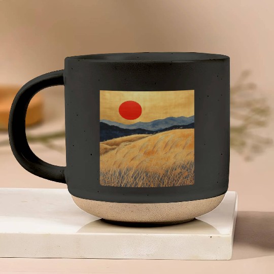 Sunset Serenity: Susuki Fields in Twilight Pottery Mugs