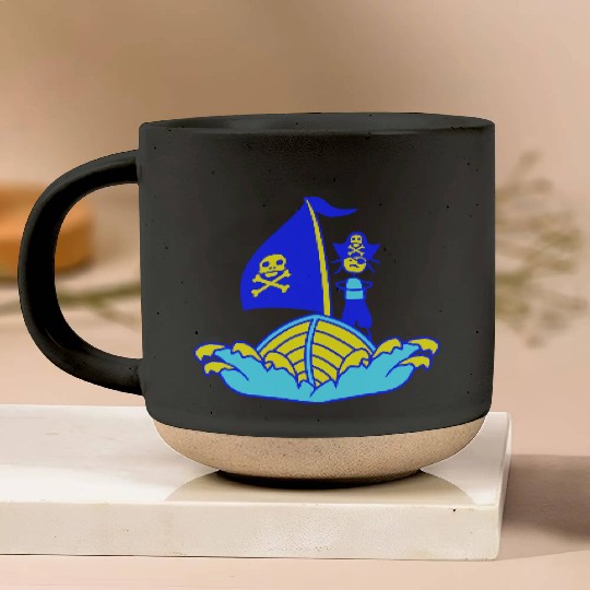Pirate Ship Child Captain Bad Buccaneer Boy Waves Pottery Mugs