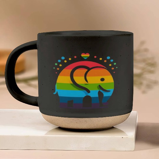 Rainbow Elephant Pottery Mugs