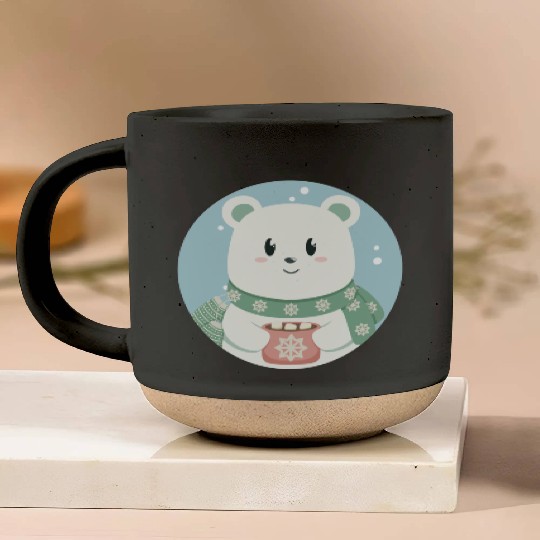 Cute polar bear in Christmas mood Pottery Mugs