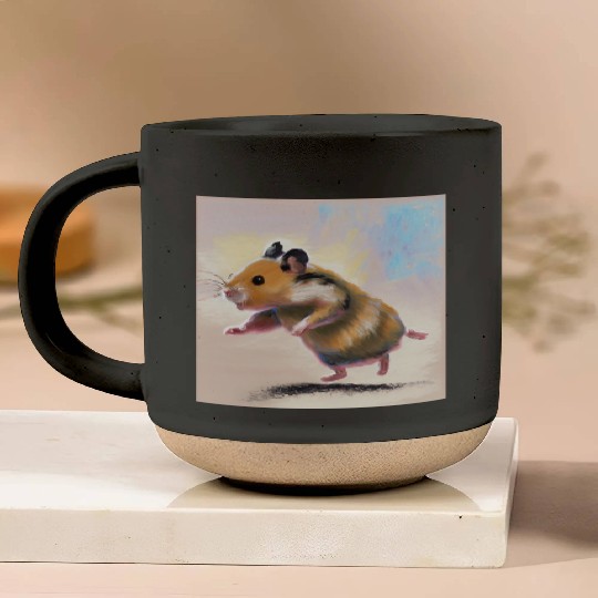 Running away hamster Pottery Mugs