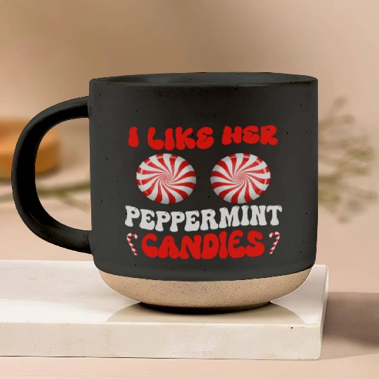 I Like Her Peppermint Candies Couples Christmas Pottery Mugs