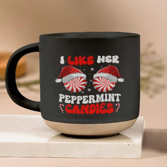 I Like Her Peppermint Candies Couples Christmas Pottery Mugs