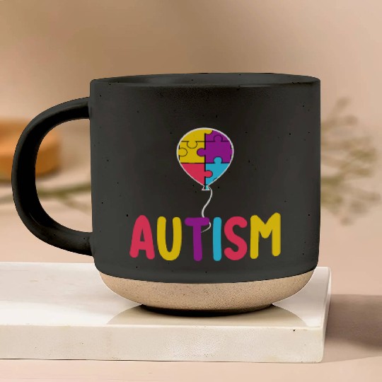 Autism Awareness Balloon - Spread Love and Support Pottery Mugs
