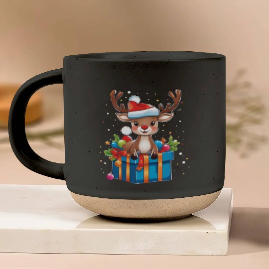 Reindeer Surprise Pottery Mugs
