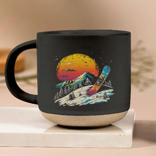Snowboarding Portrait Pottery Mugs