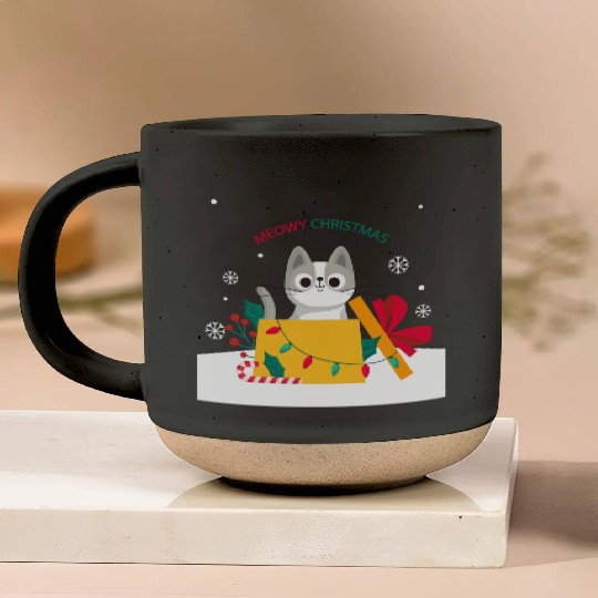 Meowy Christmas Surprise! Pottery Mugs
