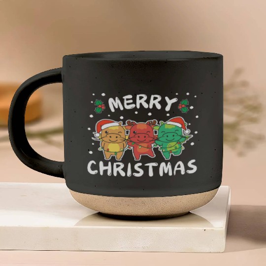 Merry Christmas Cute Dragon Festive Lights Dragon Pottery Mugs