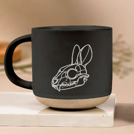 Minimalistic Vector Rabbit Skull Kids Drawing Pottery Mugs