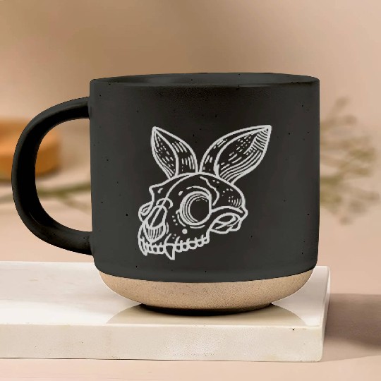 Minimalistic Vector Rabbit Skull Kids Drawing Pottery Mugs