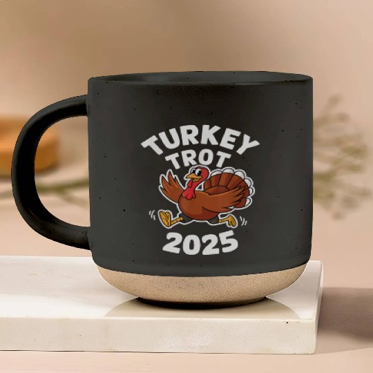 Funny Thanksgiving Turkey Trot 2025 Pottery Mugs