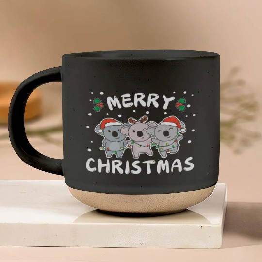Merry Christmas Cute Koala Festive Lights Koala Pottery Mugs