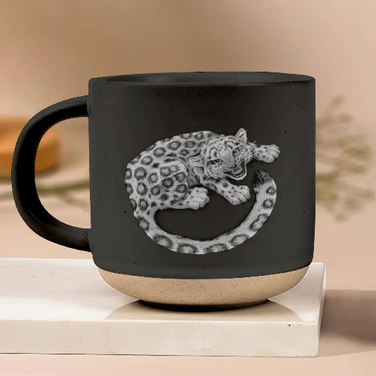 Snow Leopard Cub Pottery Mugs