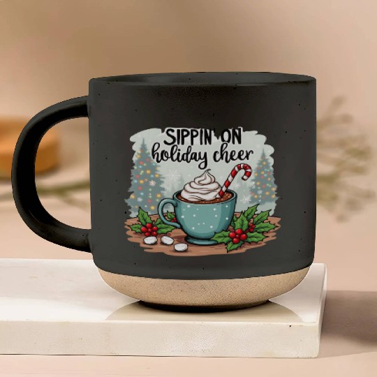 Sippin' On Holiday Cheer Hot Cocoa Pottery Mugs