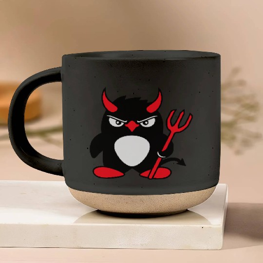 Penguin Devil Horns Trident Hell Evil Cool Satan Pottery Mugs