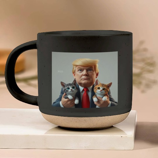 Trump Showing Kitty Love Pottery Mugs
