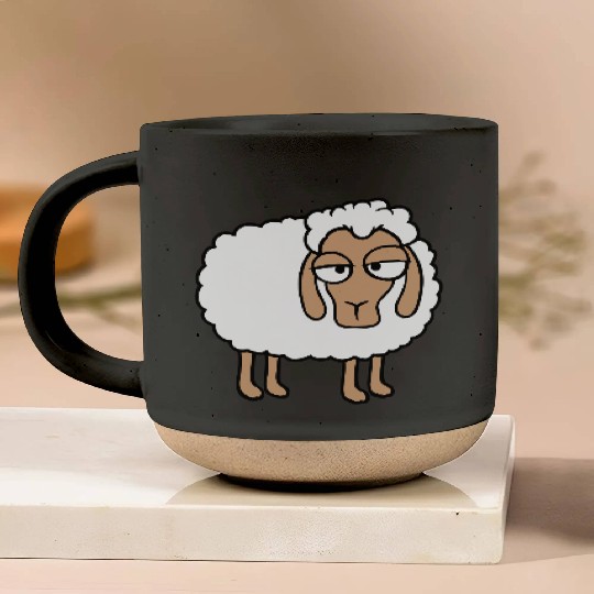 Sheep Tired Bored Look Little Sweet Lamb Bad Mood Pottery Mugs
