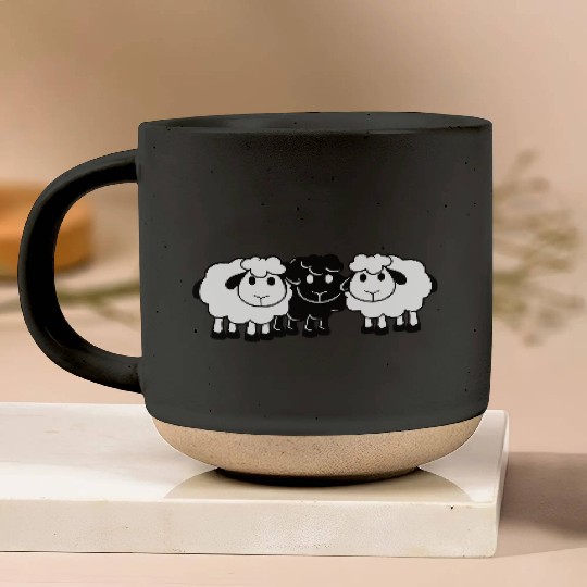 Black Sheep 3 Small Friends Team Crew Sheep Cute Pottery Mugs