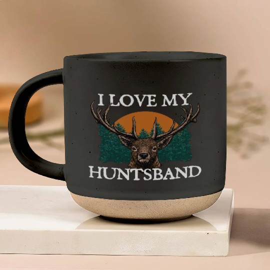 I Love My HUNTsband Hunting Husband and Wife Pottery Mugs