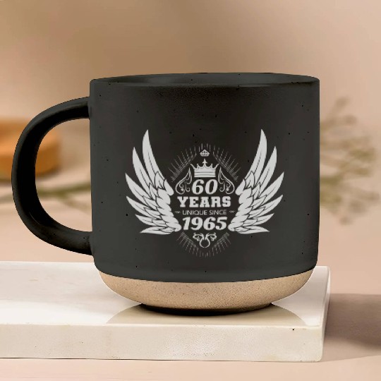 60 Years Unique Angel Wings Crown Pottery Mugs