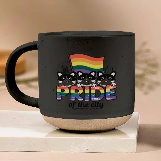 Pride of Jacksonville City Florida USA Rainbow Fla Pottery Mugs