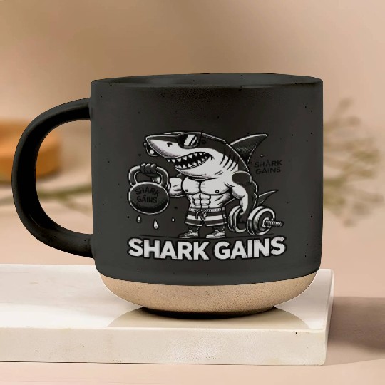 Shark Gains Pottery Mugs