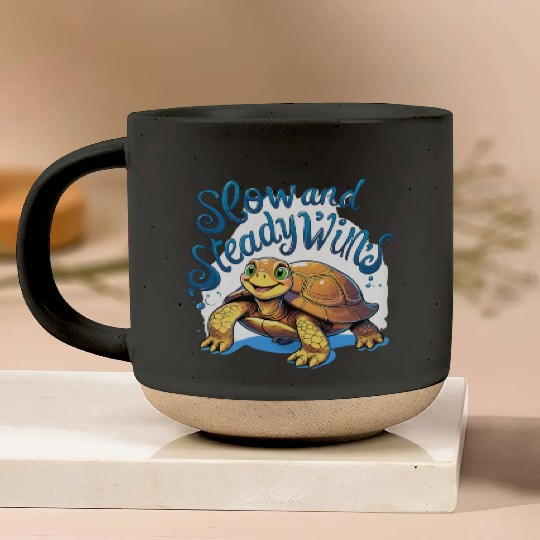 Whimsical Turtle with Confident Message Pottery Mugs
