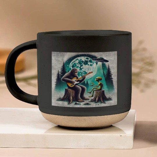 Alien Bigfoot Guitar Sasquatch Present For Kids Pottery Mugs