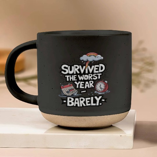 Survived The Worst Year - Barely - Happy New Year Pottery Mugs
