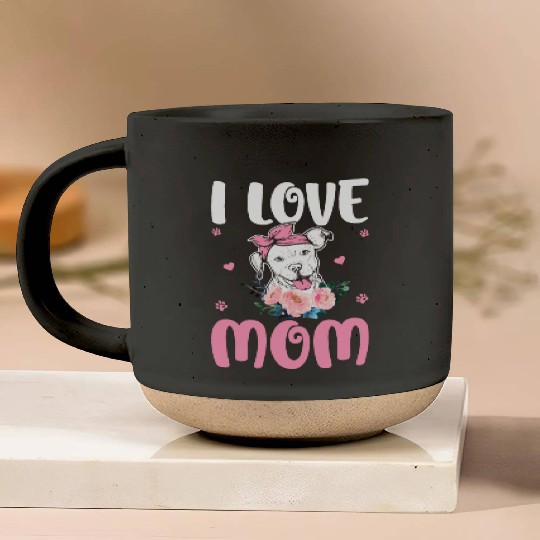 I Love Mom Pitbull Mom Tattoo Pottery Mugs