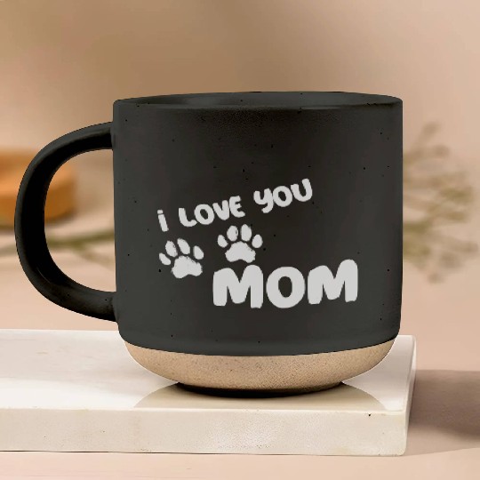 I Love You Mom Puppy Love for dark Pottery Mugs