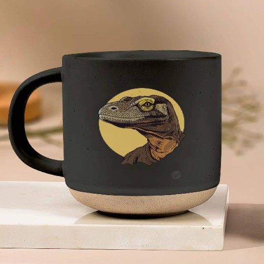 Realistic Komodo Dragon Portrait Pottery Mugs