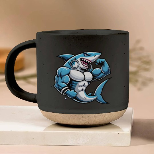 Muscular Shark women - Cool Cartoon Design Pottery Mugs